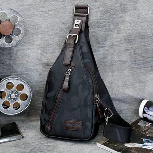 Black Camouflage Chest Bag / Travel Sport Crossbody Bag